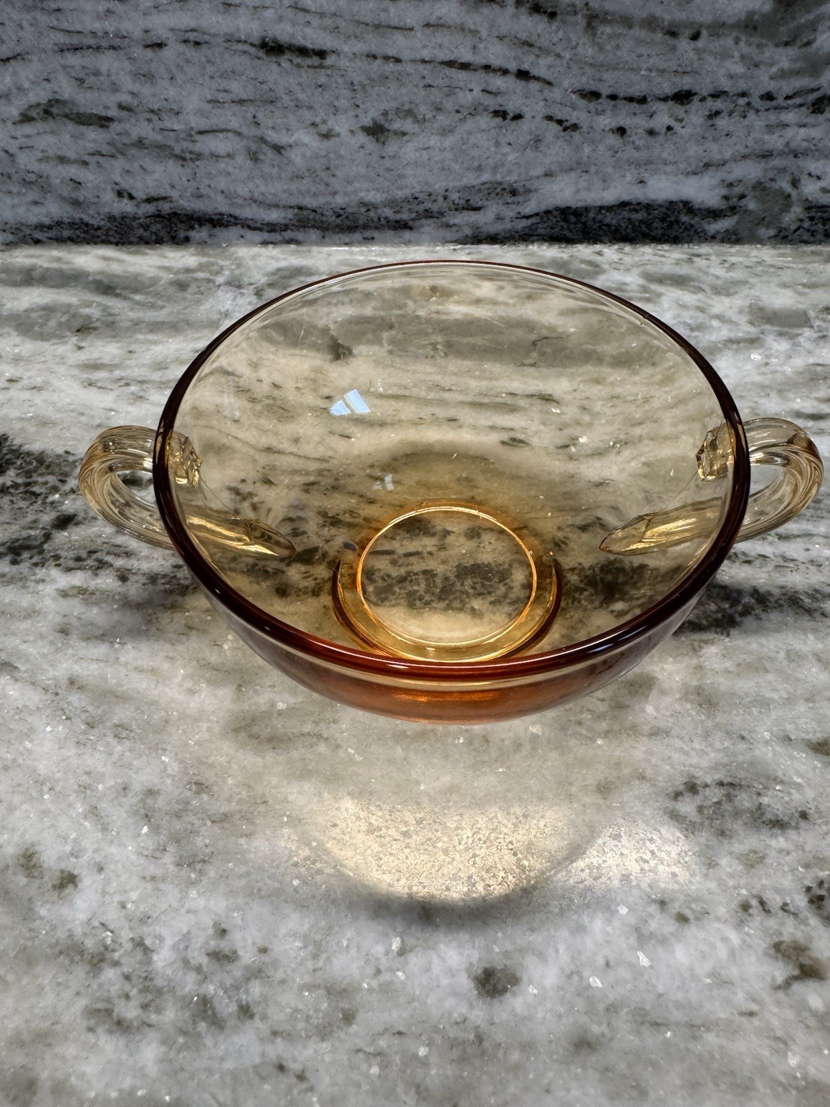 Vintage Amber Glass Creamer and Sugar Bowl Set – Mid-Century Depression Style