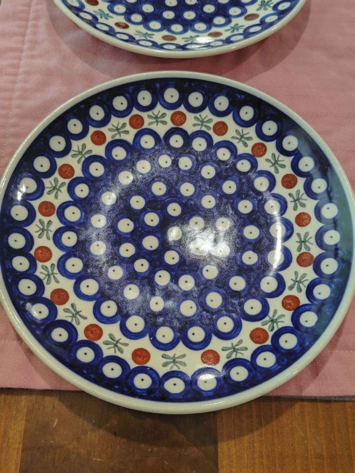 Manufatura Boleslawiec Polish Pottery Plate 7.25″ D Blue Red Green Salad/Dessert