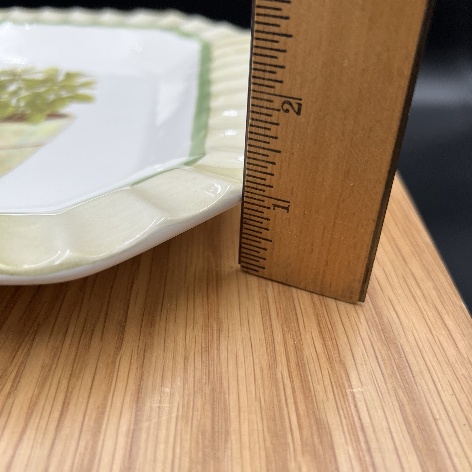 Vintage Ceramica Due Torri Mint Herb Plate Square 9” Italy Set of 2