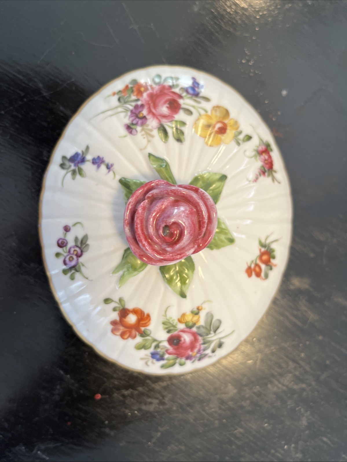 Antique Schierholz (Plaue) Handle Lidded Box with Saucer – Circa 1905 Two Piece