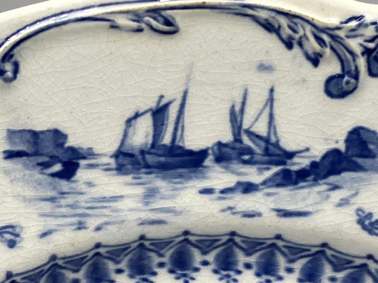 Antique Ridgways Delft Blue Plate 9″ royal Semi Porcelain England Wood & Windsor
