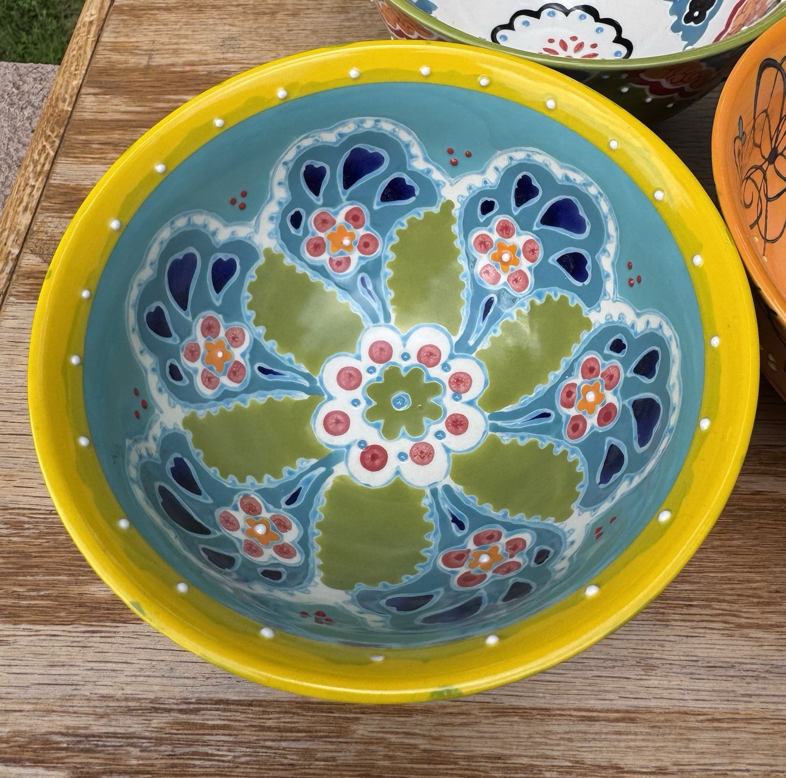 Set of 5 Yokohama Studio 6” Hand-Painted Ceramic Bowls, 1 Crack