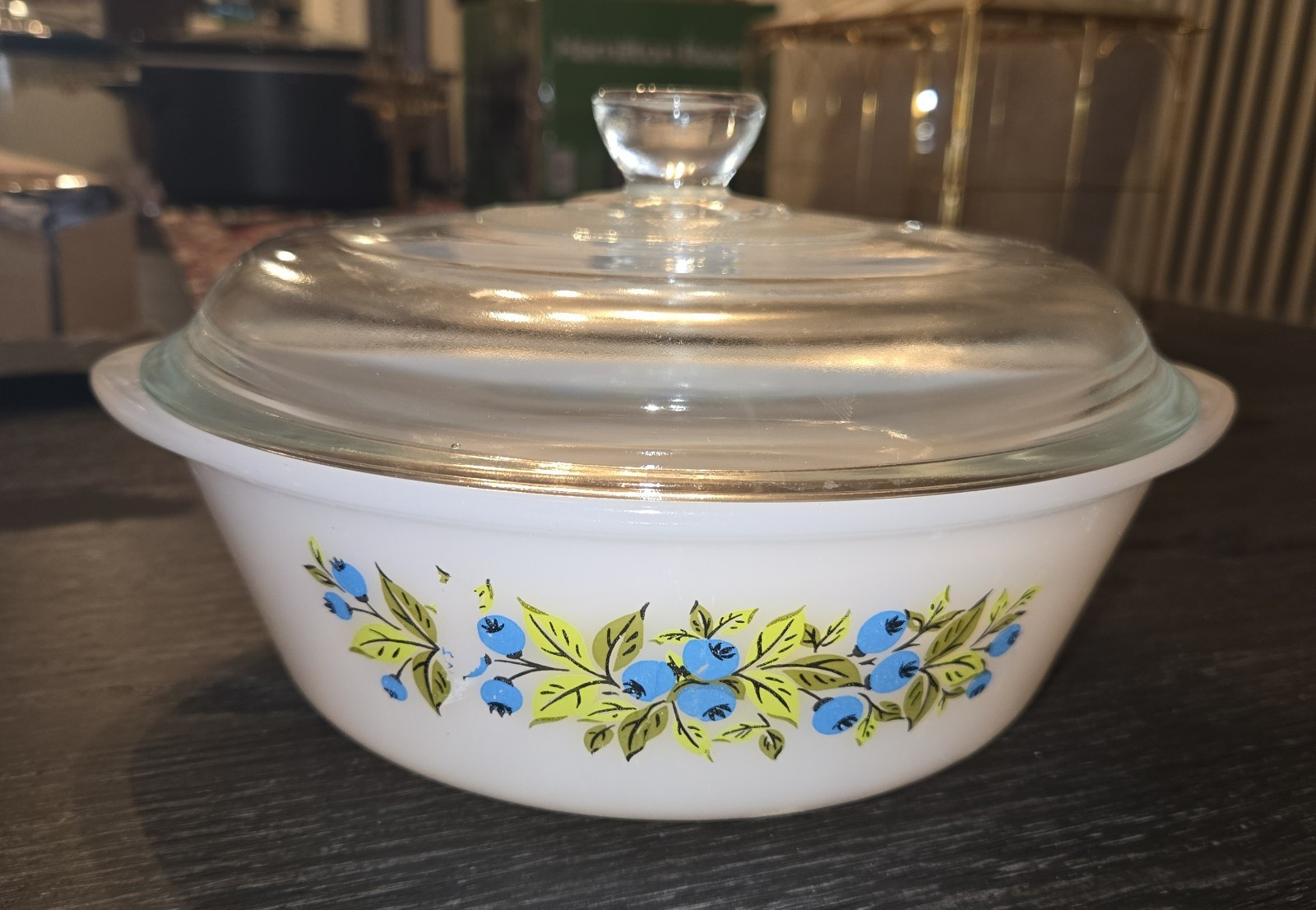 Glasbake Blueberries Casserole Dish with lid