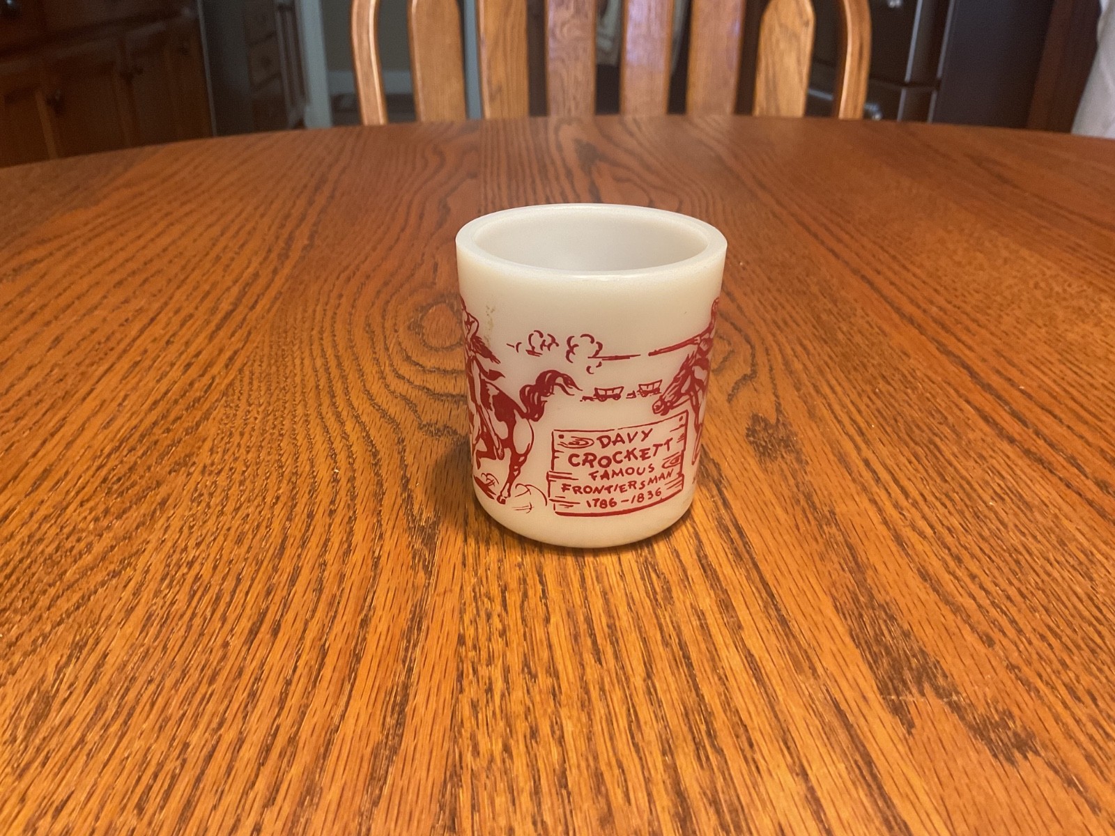 Vintage 1950’s Atlas Hazel Davy Crockett Indian Fighter Milk Glass Mug