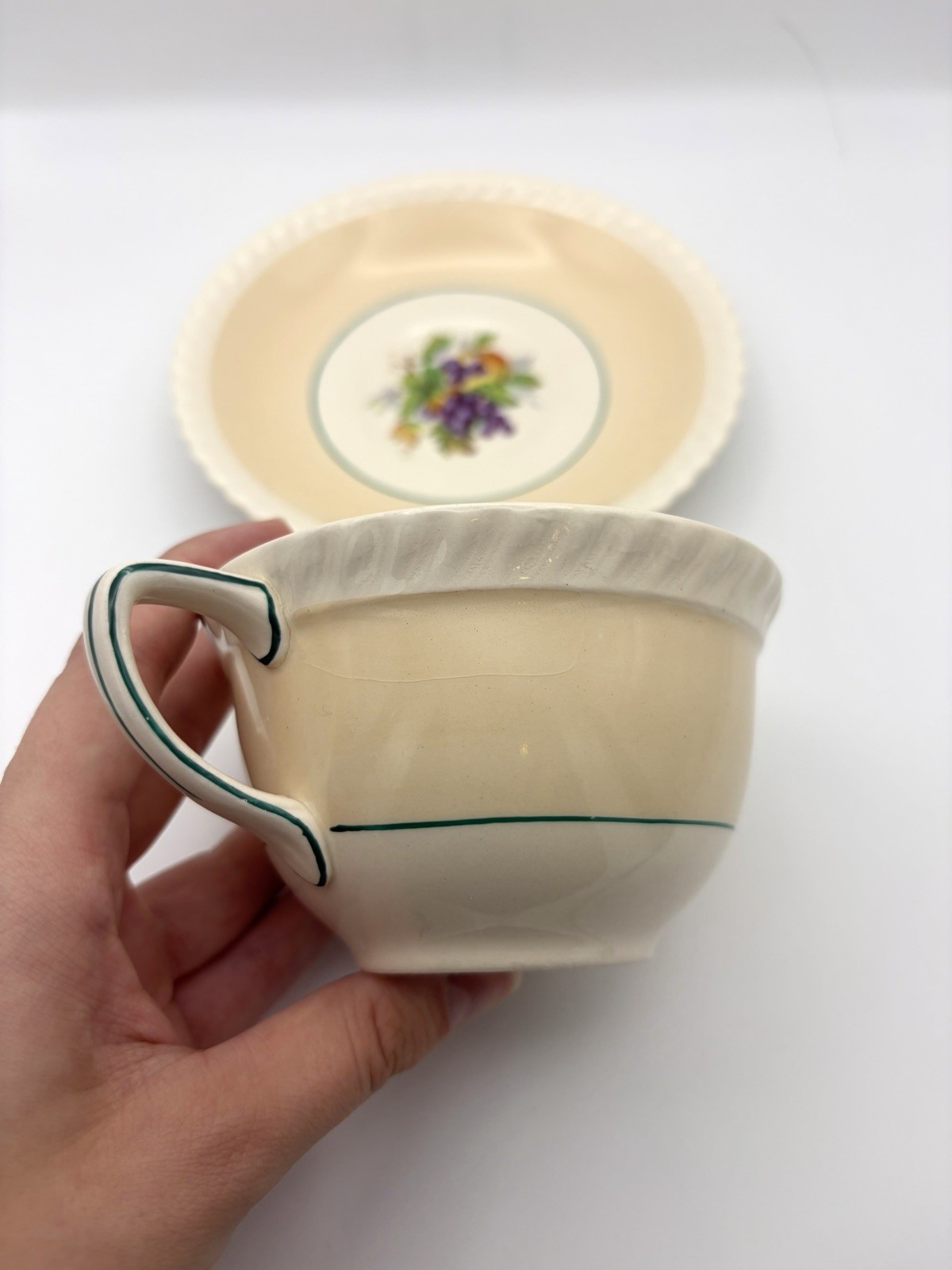 Vintage Johnson Brothers California Teacup & Saucers — Orange