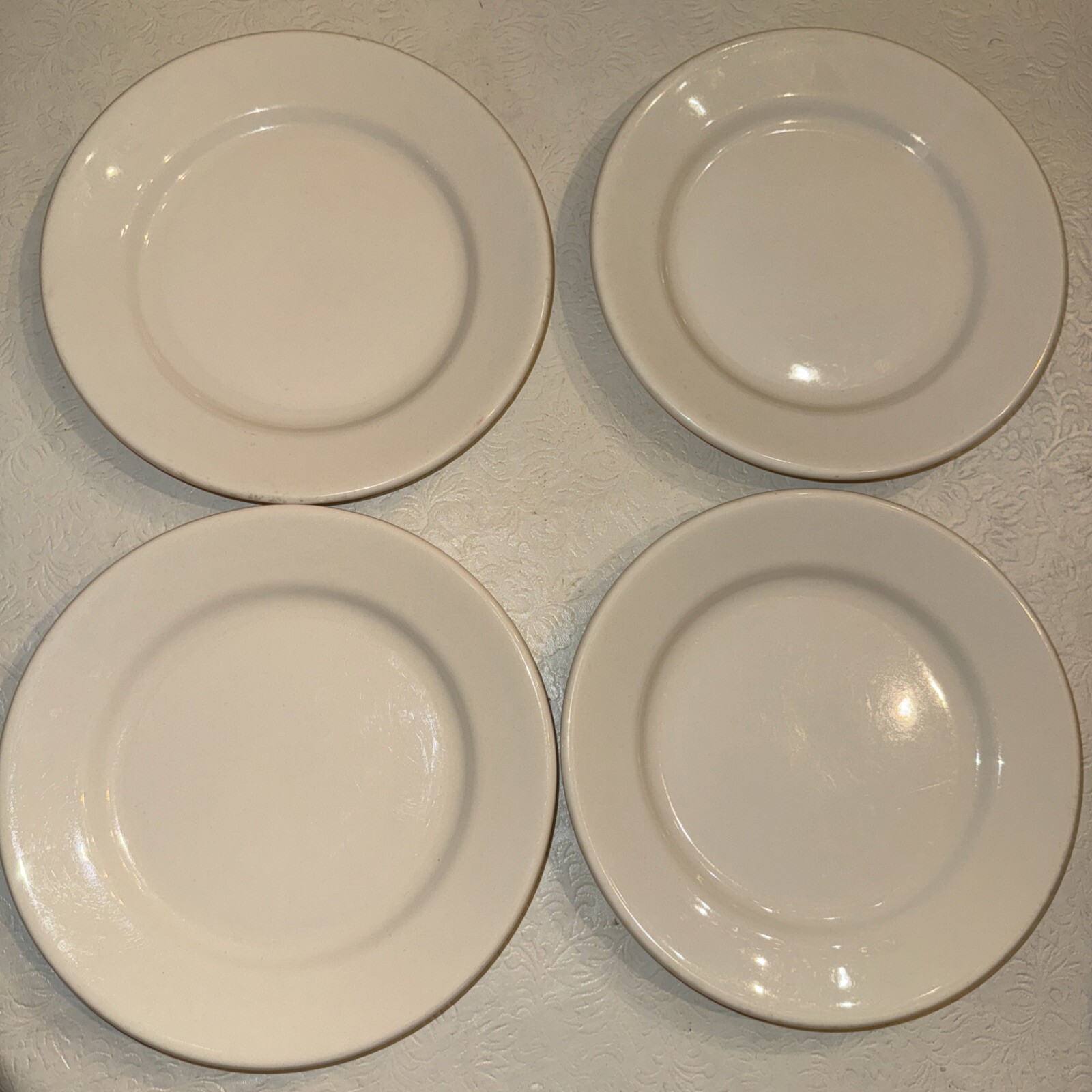 4 Buffalo China Salad Plates Ivory Off White Restaurant Ware 8” A07N Unused Vtg