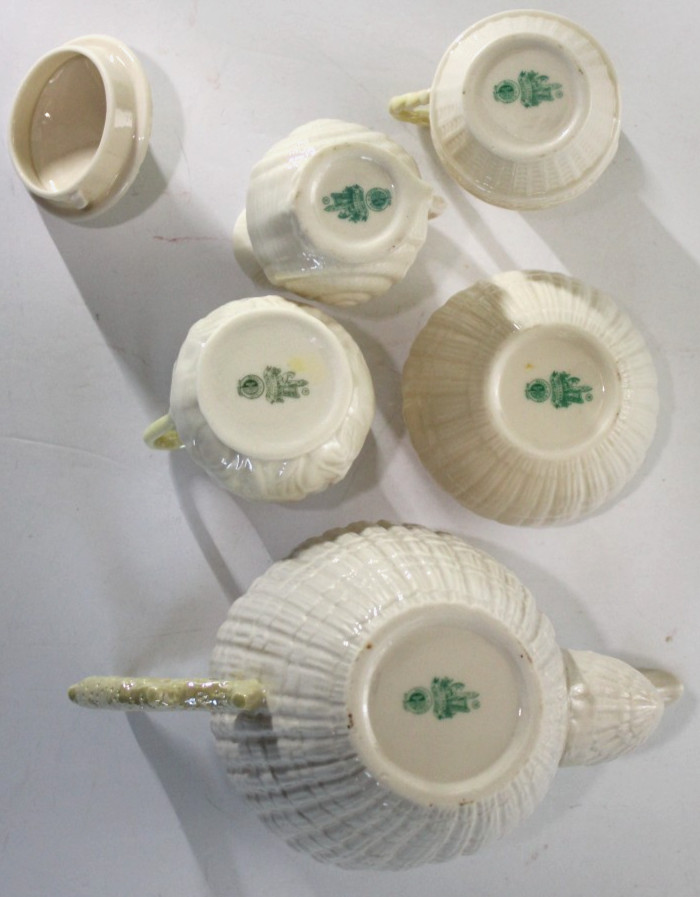 VINTAGE Mix of 19 Belleek Ireland Pottery Pieces 6th Mark (1965-1980) 3rd Green