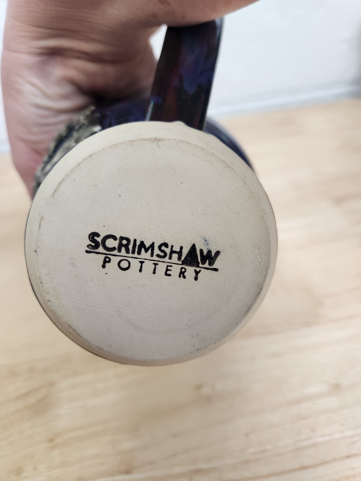 Scrimshaw Pottery Gaboury Ceramic Mug Metallic Glossy UFO Alien Skull Moon