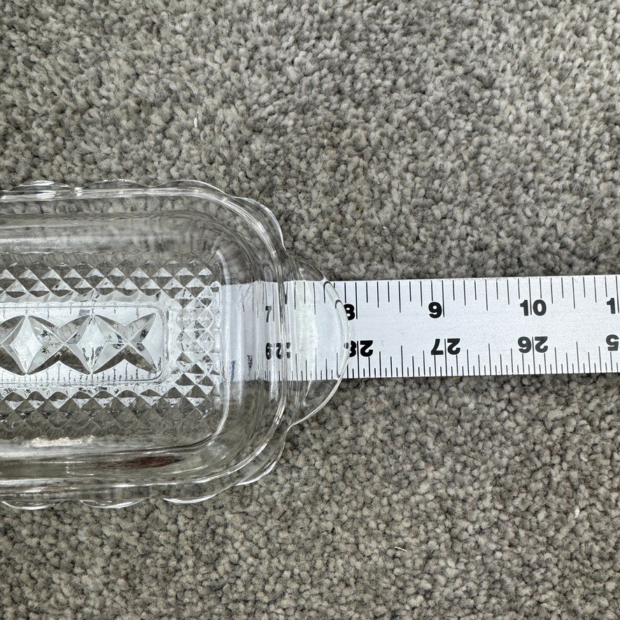 Anchor Hocking Vintage Wexford Cut Glass Covered Butter Dish Diamond XXX Pattern