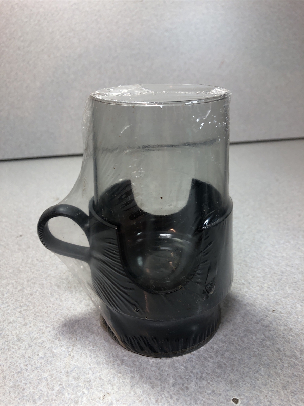 NEW Set of 7 Vintage Corning Glas-Snap Mugs Black Base Glassware 8oz Hot Cold