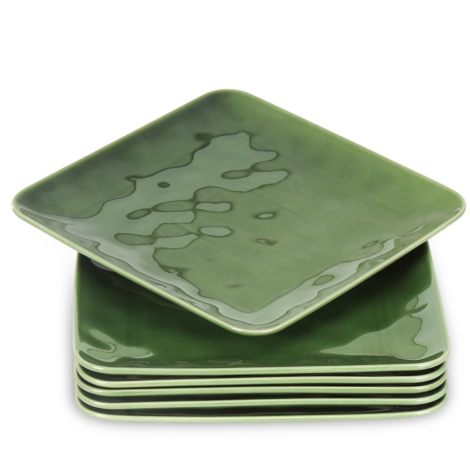 Ceramic Square Plates Set of 6 – 10″ Porcelain Dinner Plates for Steak, Pasta, P