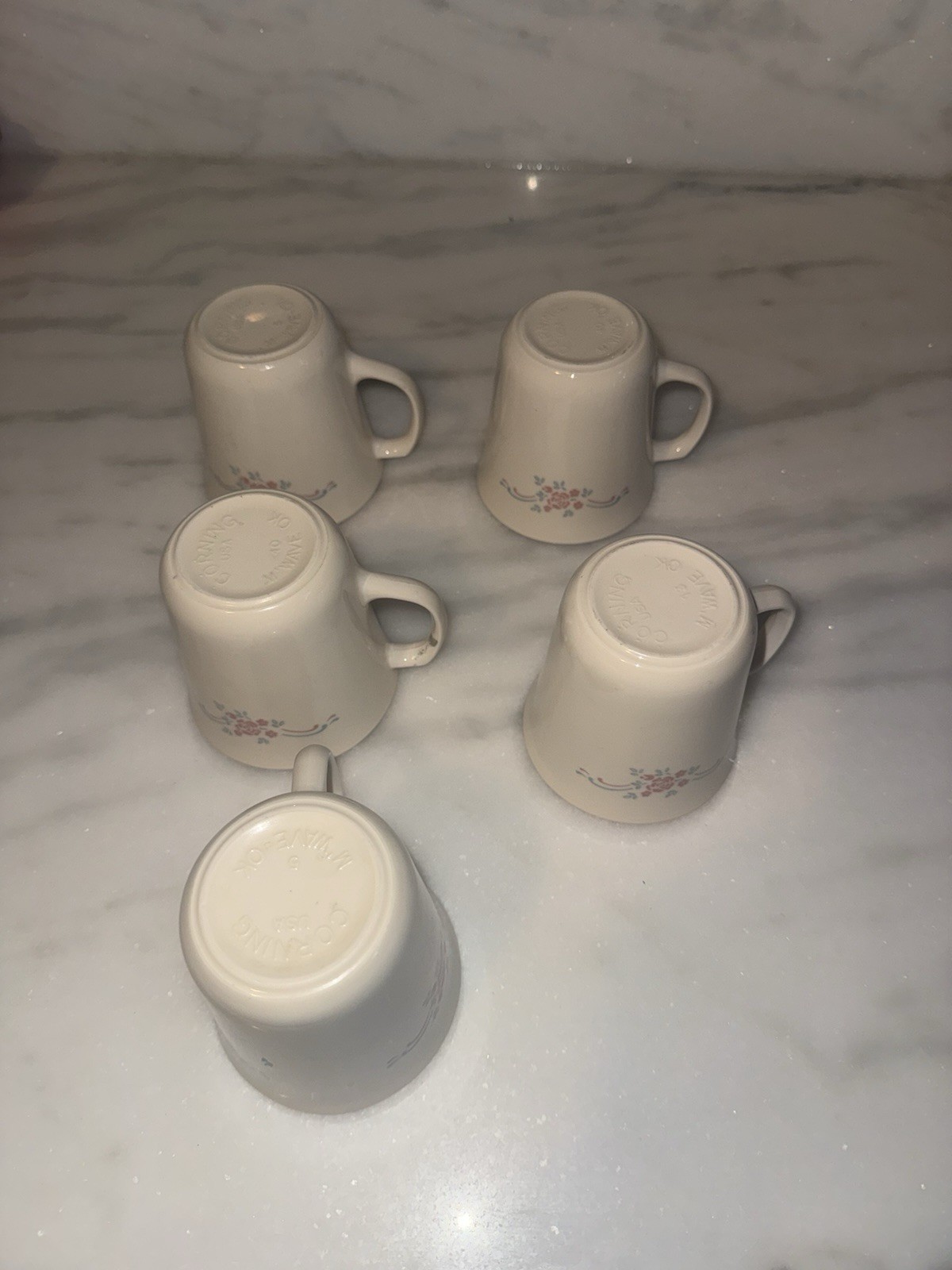 Corning Ware Corelle English Breakfast Coffee Mugs and Tea Cups Set of 5 Vintage