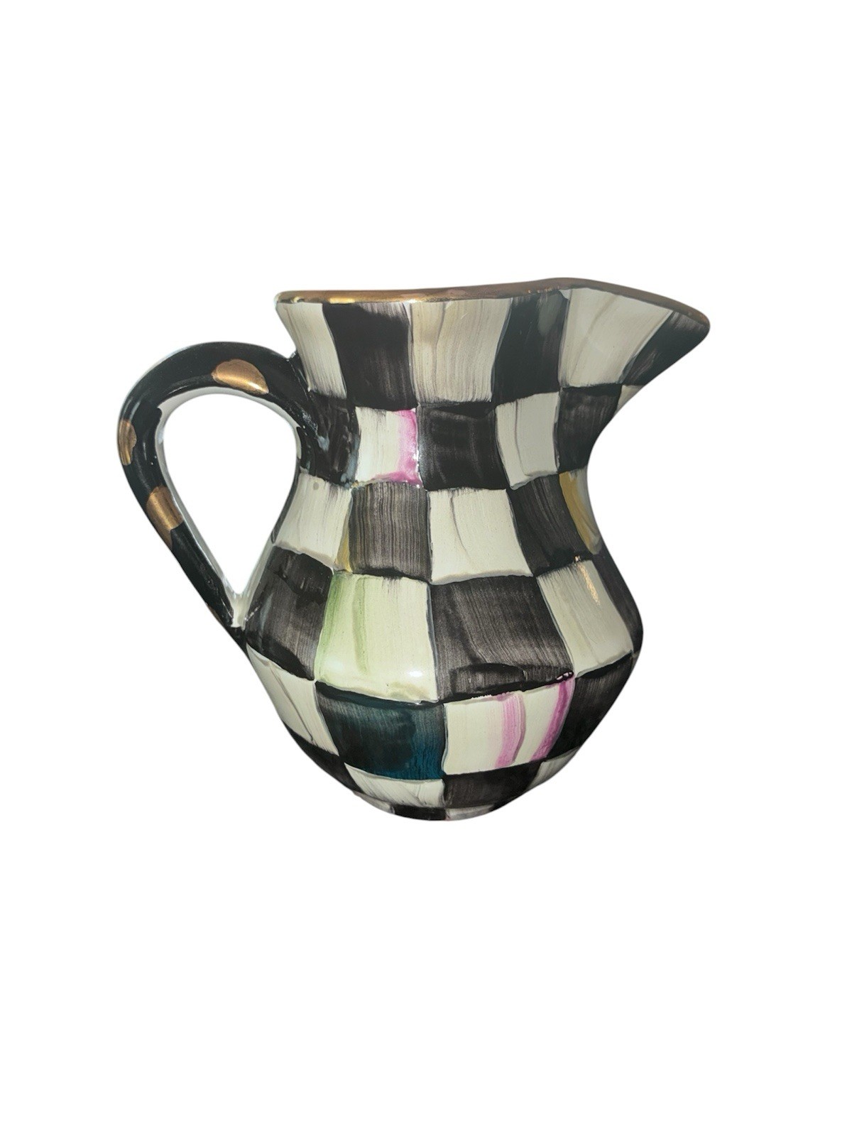 Mackenzie Childs Courtly Check Ceramic Creamer Stamped 2008
