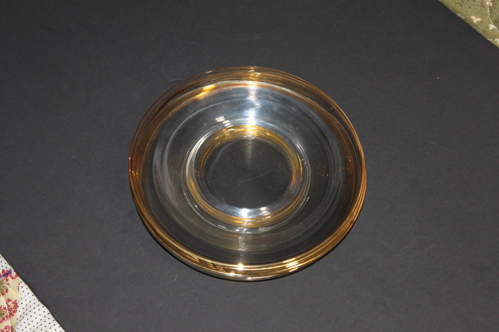 Set of 6 Bormioli Rocco 8” Clear Glass Plate Gold Rim Salad Dessert Plate Italy