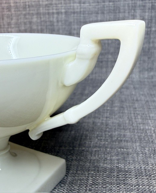 Lenox American Belleek Cup and Saucer Art Deco Style, Ivory Bone China