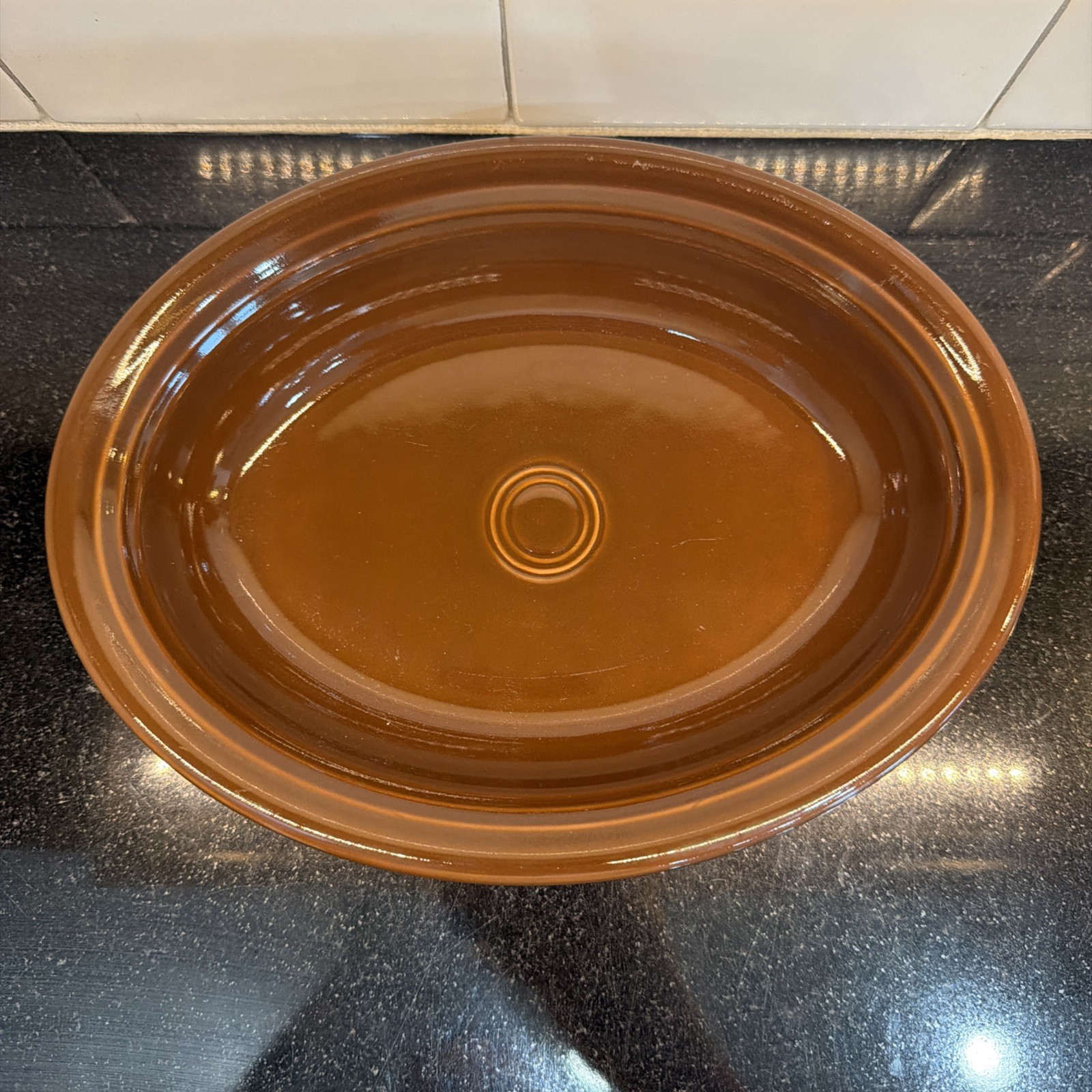 Fiestaware Chocolate Retired 10 1/4″ Oval Brown Vegetable 40 Oz Serving Bowl