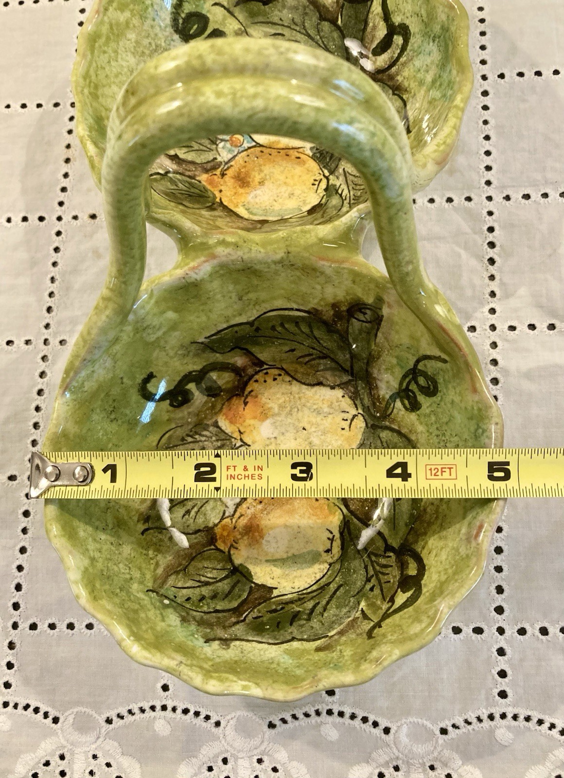 Italian Majolica Double Sided Bon Bon Serving Dish Lemons Creazioni D’arte