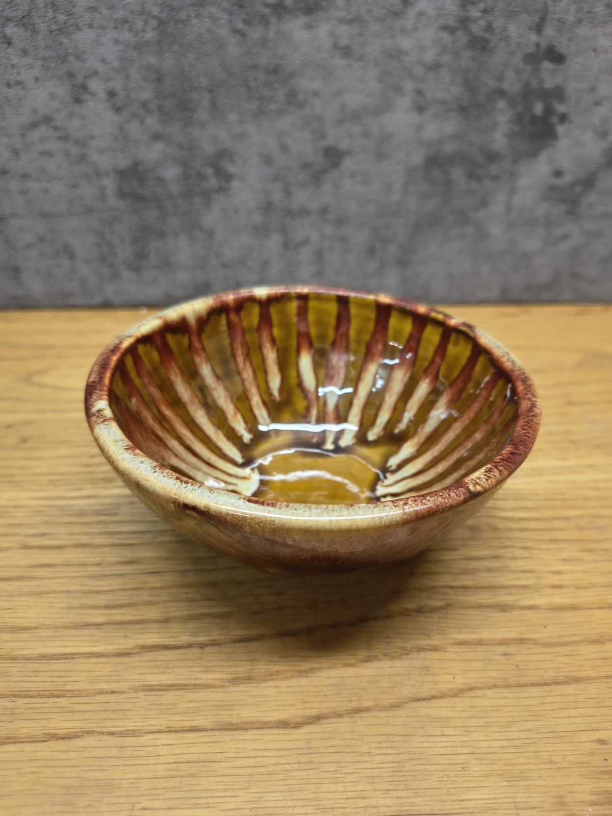 Dryden Ovenware BROWN & Red Glazed Oven Ware Bowl Ozark Frontier Drip Painted