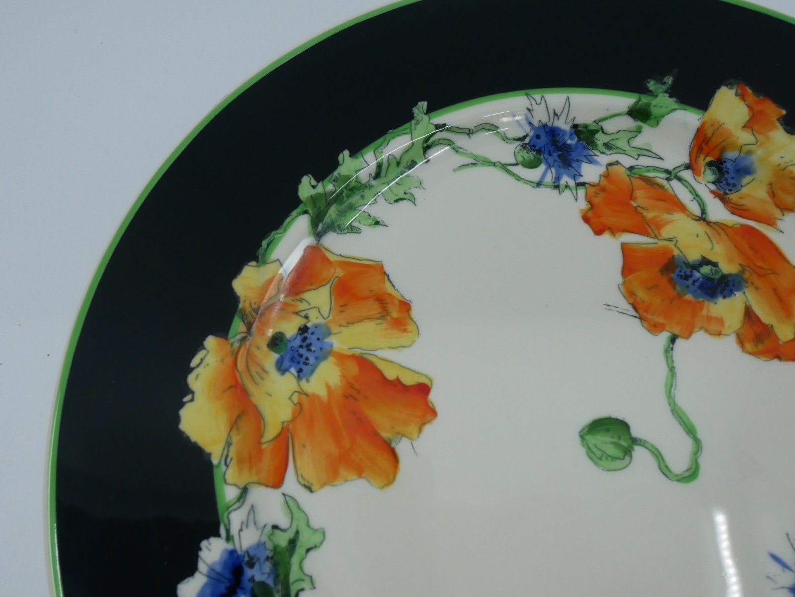 Vintage Syracuse Old Ivory Nature Study Poppies Dinner Plate #3 Black & White