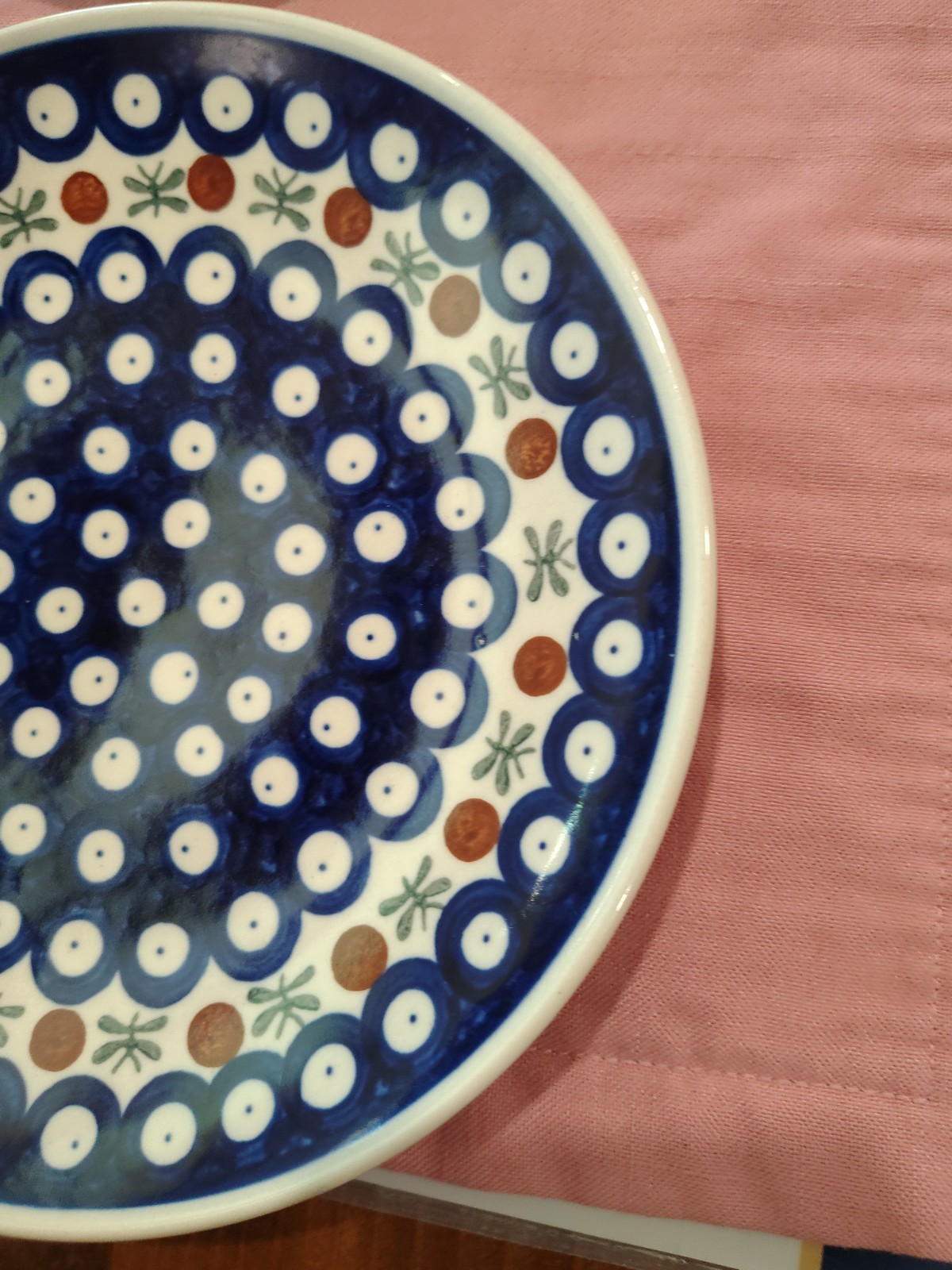 Manufatura Boleslawiec Polish Pottery Plate 7.25″ D Blue Red Green Salad/Dessert