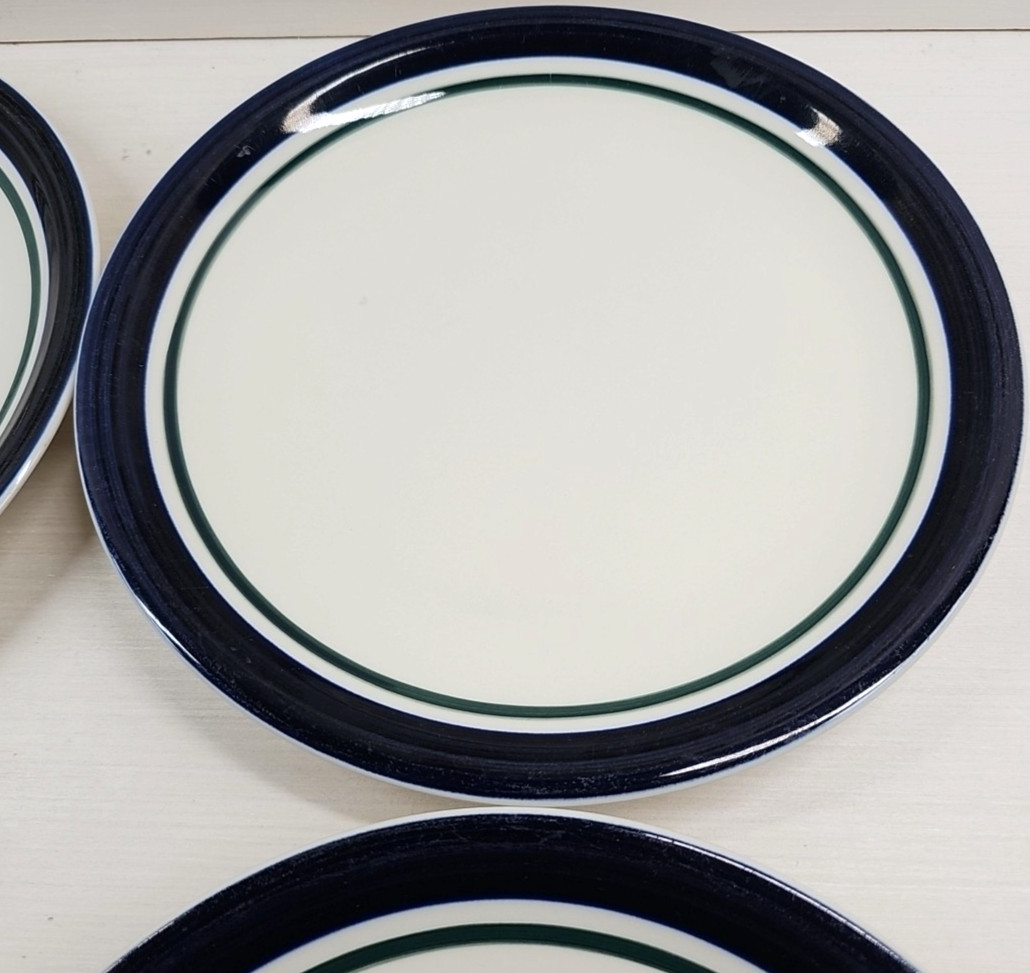 4 Tienshan Kitchen Basics Cobalt Green Dinner Plate Set Table Dining Dishes Lot