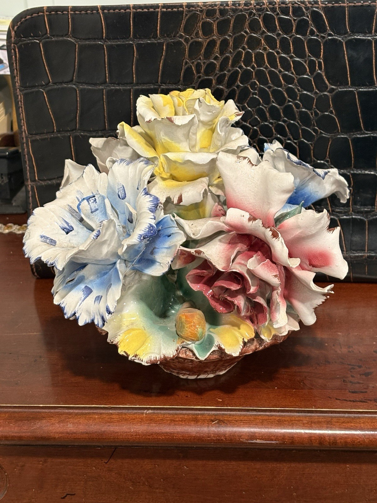 Italian Capodimonte Floral Porcelain Centerpiece Handmade In Naples
