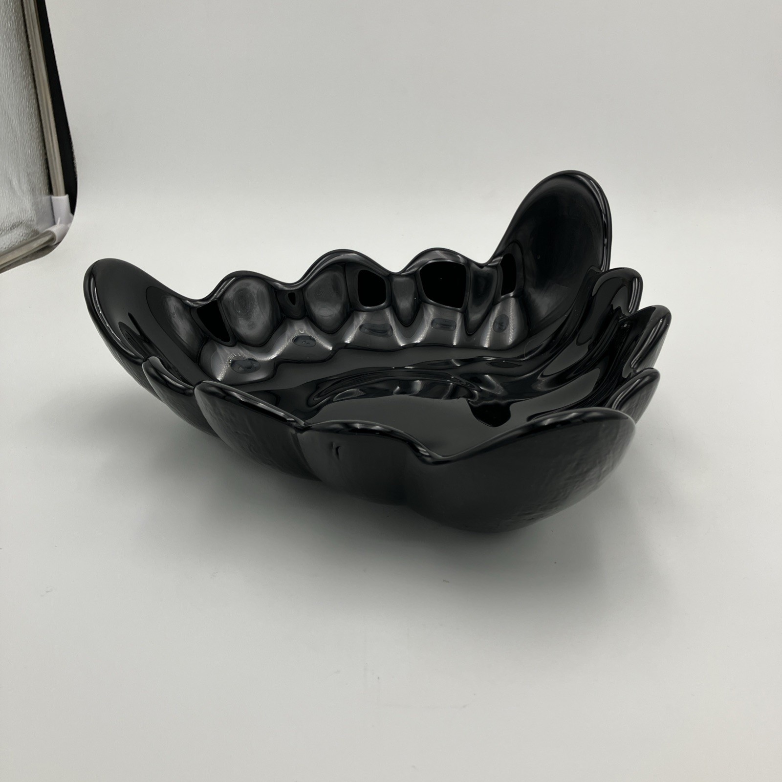 Tiara Indiana Glass Black Regal 11″ Tri Bowl