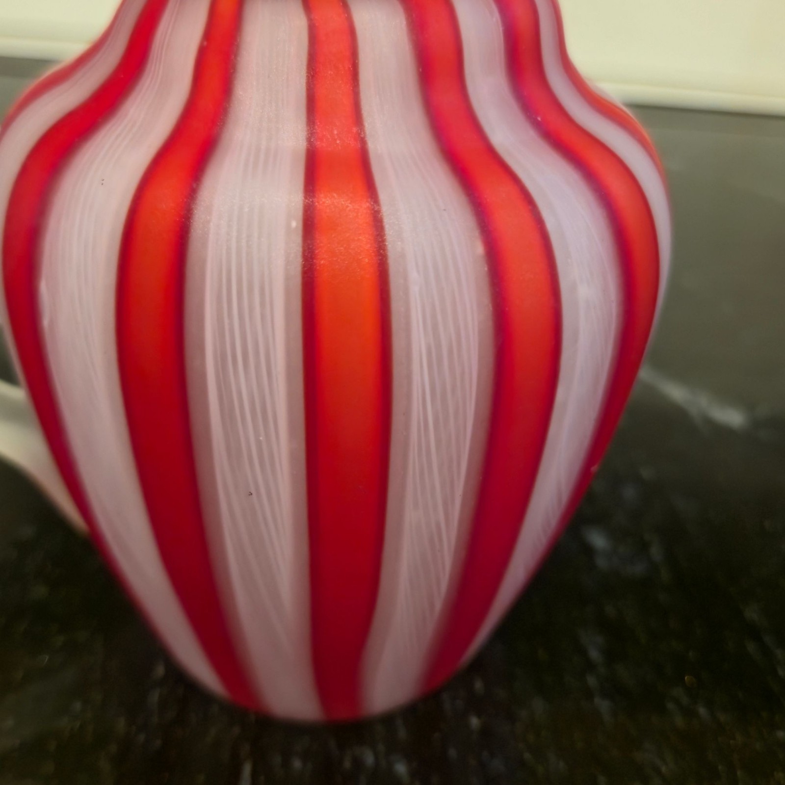 Vintage FRATELLI TOSO Murano Latticino Glass Syrup Jug Italian Victorian cruet