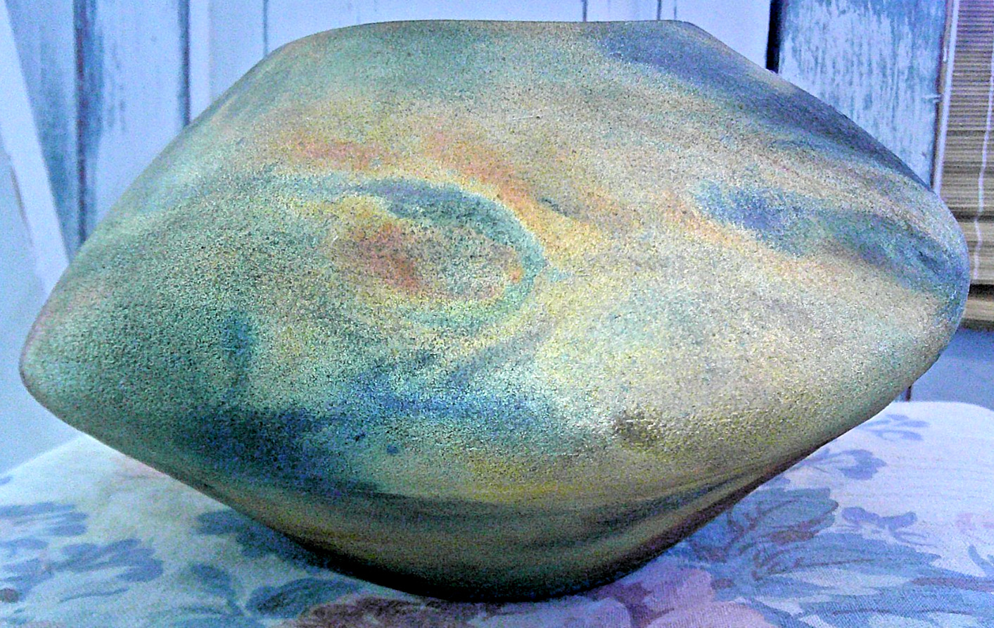 VINTAGE MICHAEL WEINBERG HAND MADE RAKU POTTERY VASE BOWL SIGNED GLAZED BASIN