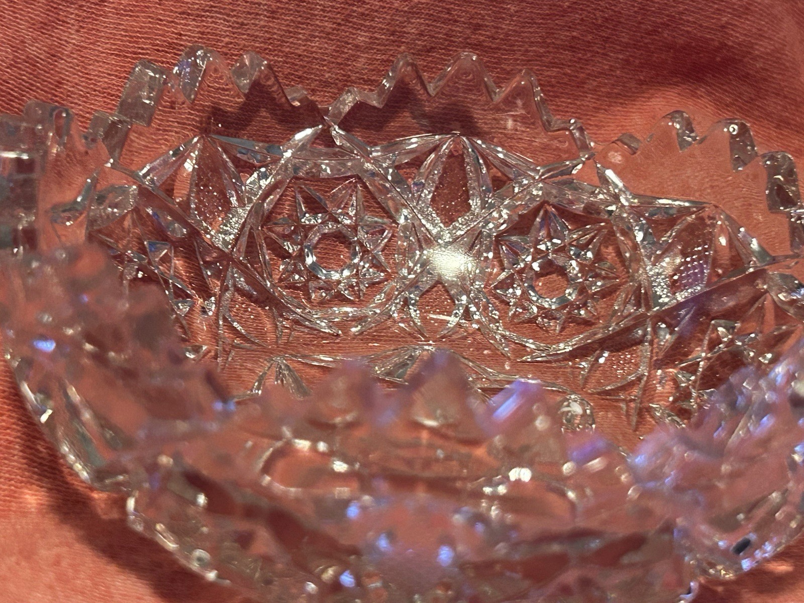 ABP American Brilliant Period Cut Glass Bowl 4” Diameter Jagged Edges