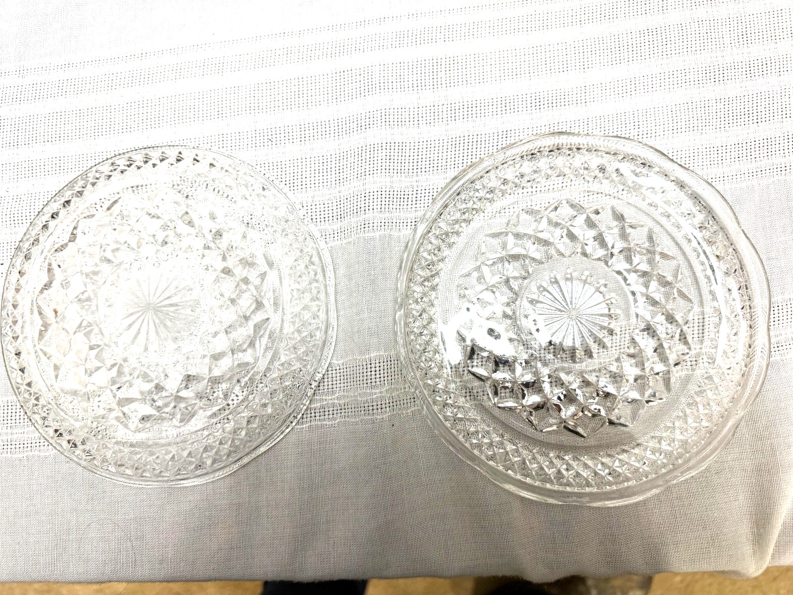 2 Vintage Anchor Hocking Wexford 6 In Salad Plates With Scalloped Edge