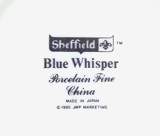 Sheffield “BLUE WHISPER” FOOTED CUP & SAUCER Blue Flowers & Scroll, Japan 1985