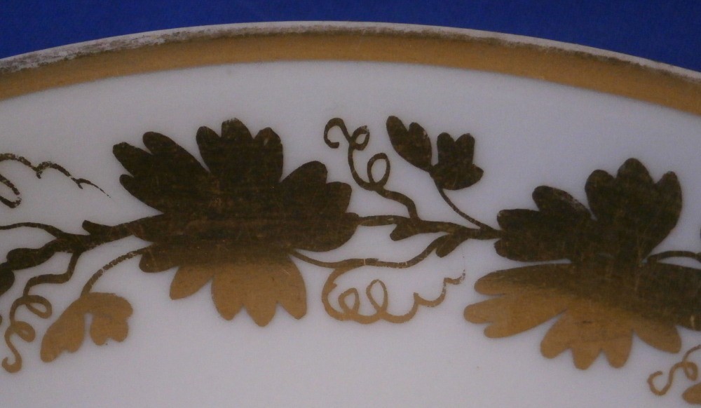 Antique 19thC Royal Vienna Porcelain Gold Grape Leaf Cup & Saucer Wien Austrian