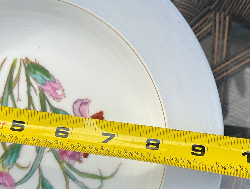 Haviland & Co Set of 4 Soup Bowls Blue Rim Floral Pattern Limoges France