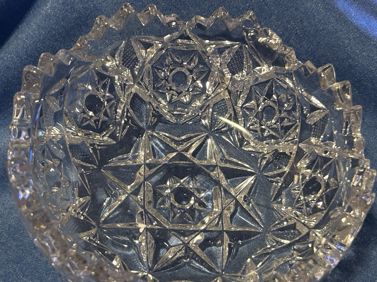 ABP American Brilliant Period Cut Glass Bowl 4” Diameter Jagged Edges