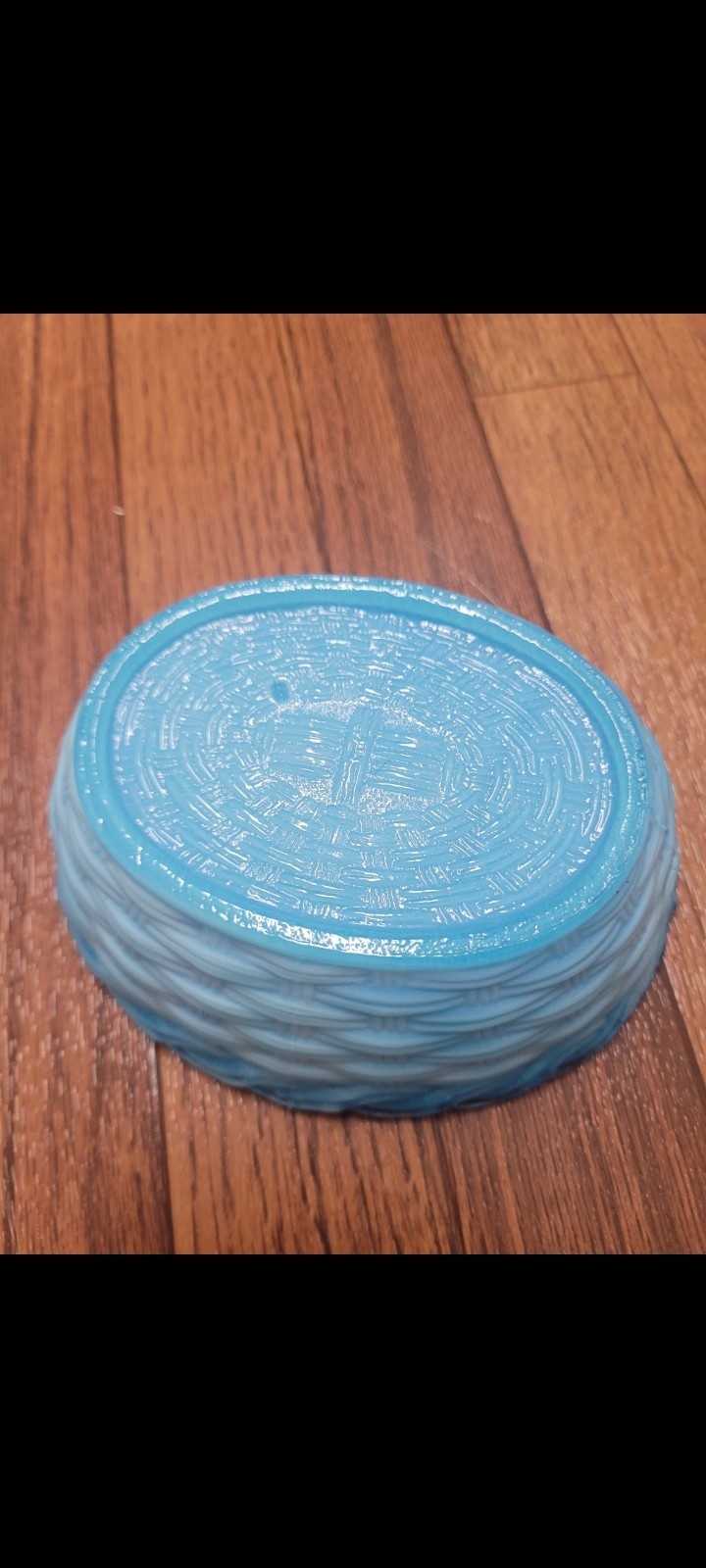 Vintage Blue Slag Glass Hen on Nest Covered Bowl Oval Dish w/ Lid 7″ x 4″