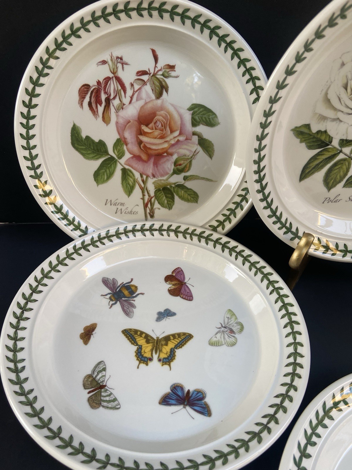 6 Portmeirion Botanic Garden Salad Plates Britain Roses Butterflies 8-1/2”