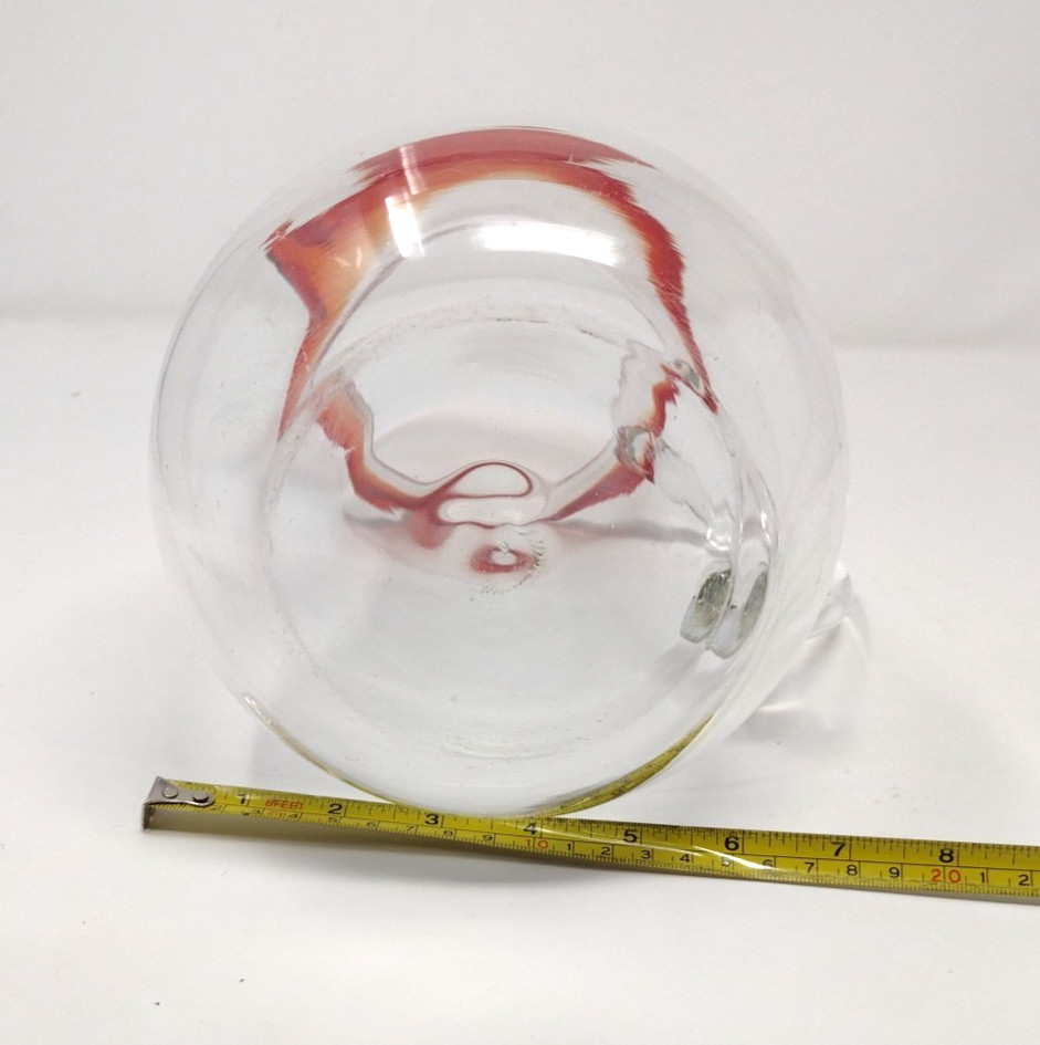 Mexican Handblown Red Rim Glass Pitcher Large 8 3/4″