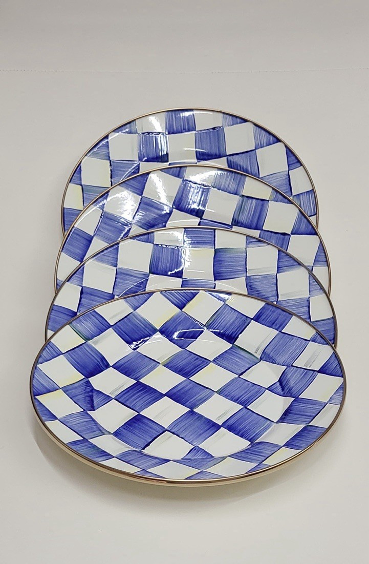 Mackenzie Childs Royal Check Dinner Plate Set Of 4