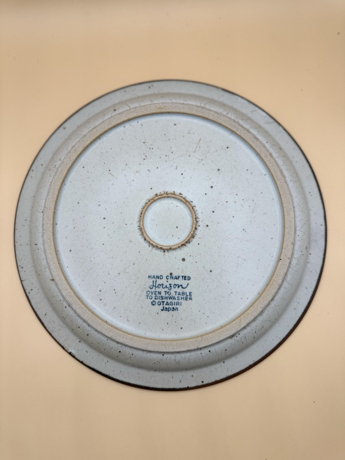 Set of 3 Otagiri Horizon Dinner Plates 10 3/8” Japan Blue Brown Stoneware EUC