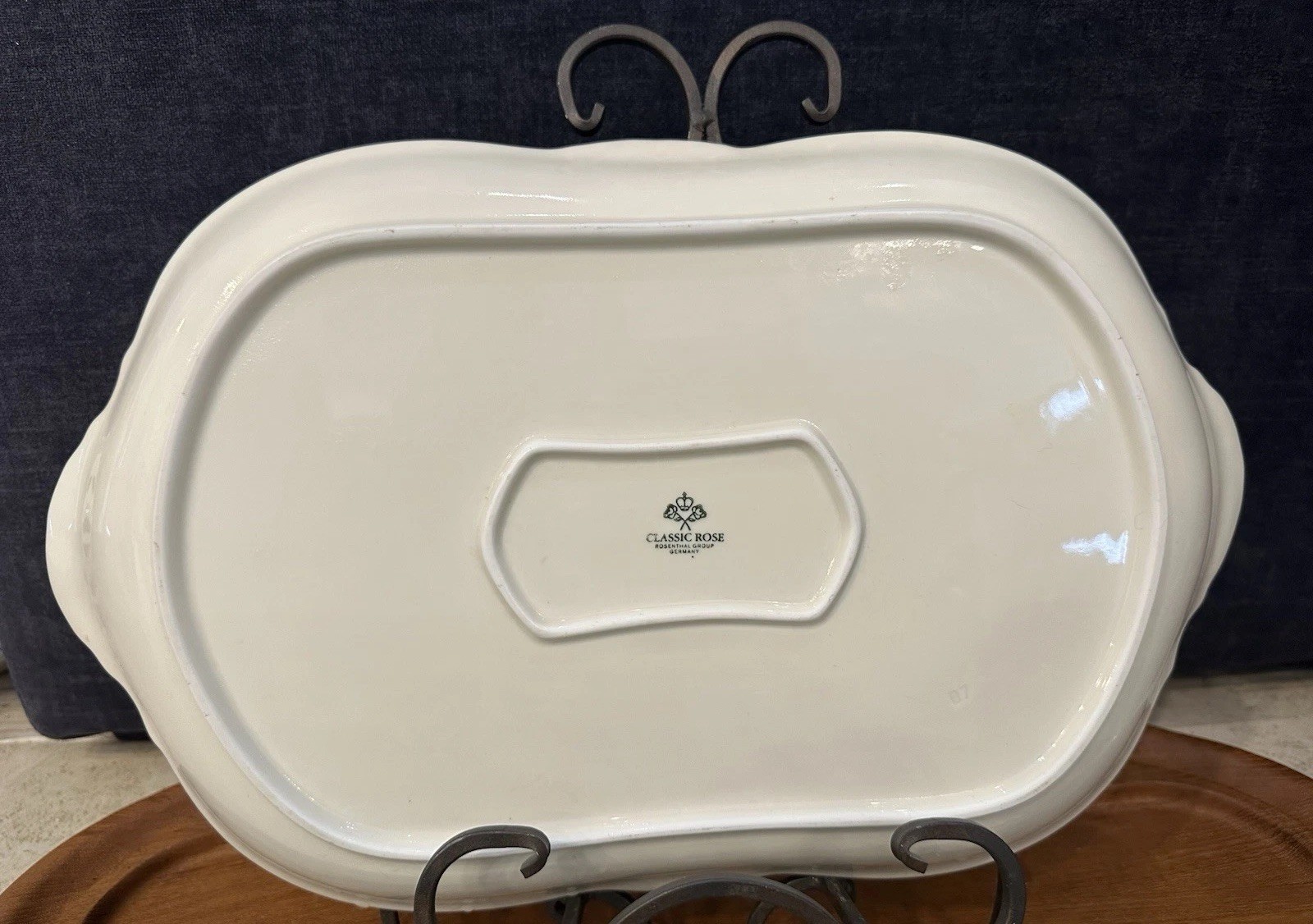 Vintage Rosenthal Embossed Classic Rose White Sanssouci 8.5×13.25″ Platter