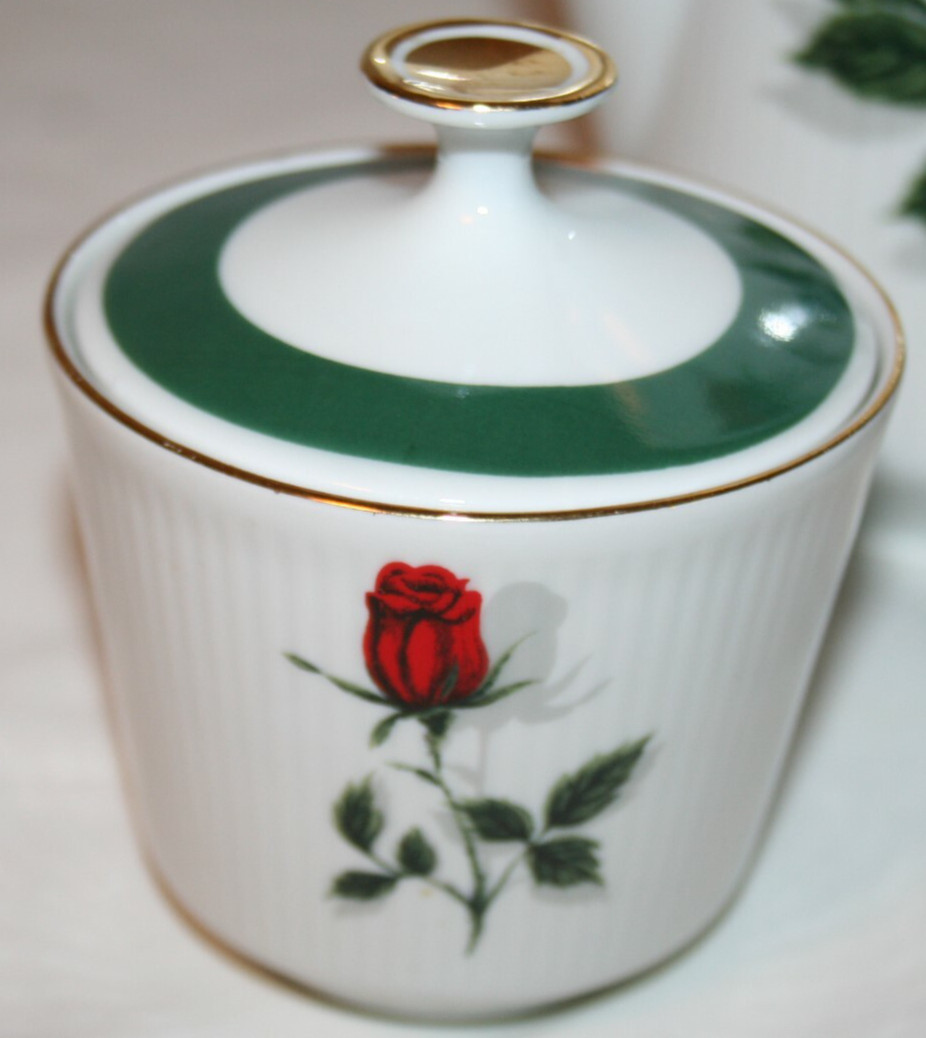 Mitterteich Bavaria Carmen Rose Coffee Pot Creamer & Sugar Bowl with Lid