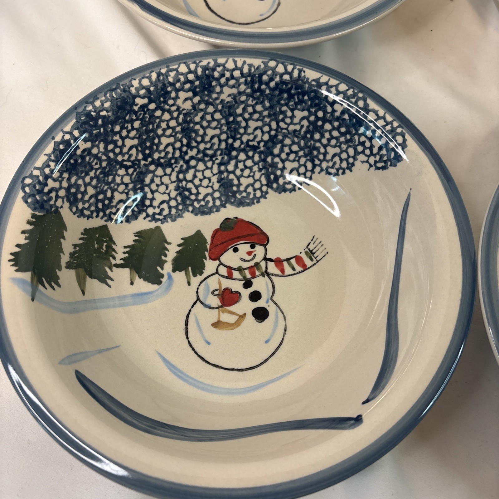 4 Elegant Dining Snowman 8 1/4” Vegetable Bowl Winter Christmas