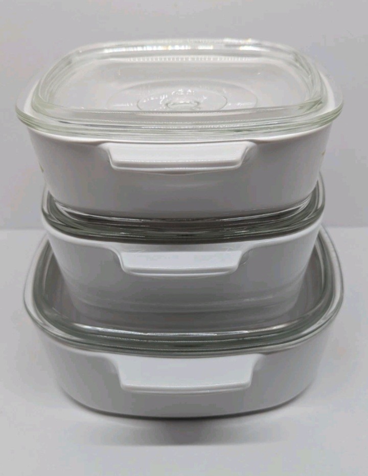 6 pc Set of Corning Summer Blush Casserole Dishes 2L 1.5L 1L w/ Pyrex Lids EXC