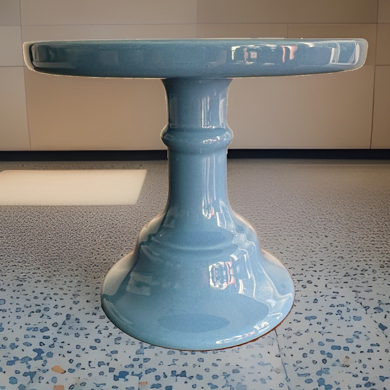 Lt Blue Faiancas Ramos Cake Stand 5.5” Tall 6.25” Wide Made In Portugal
