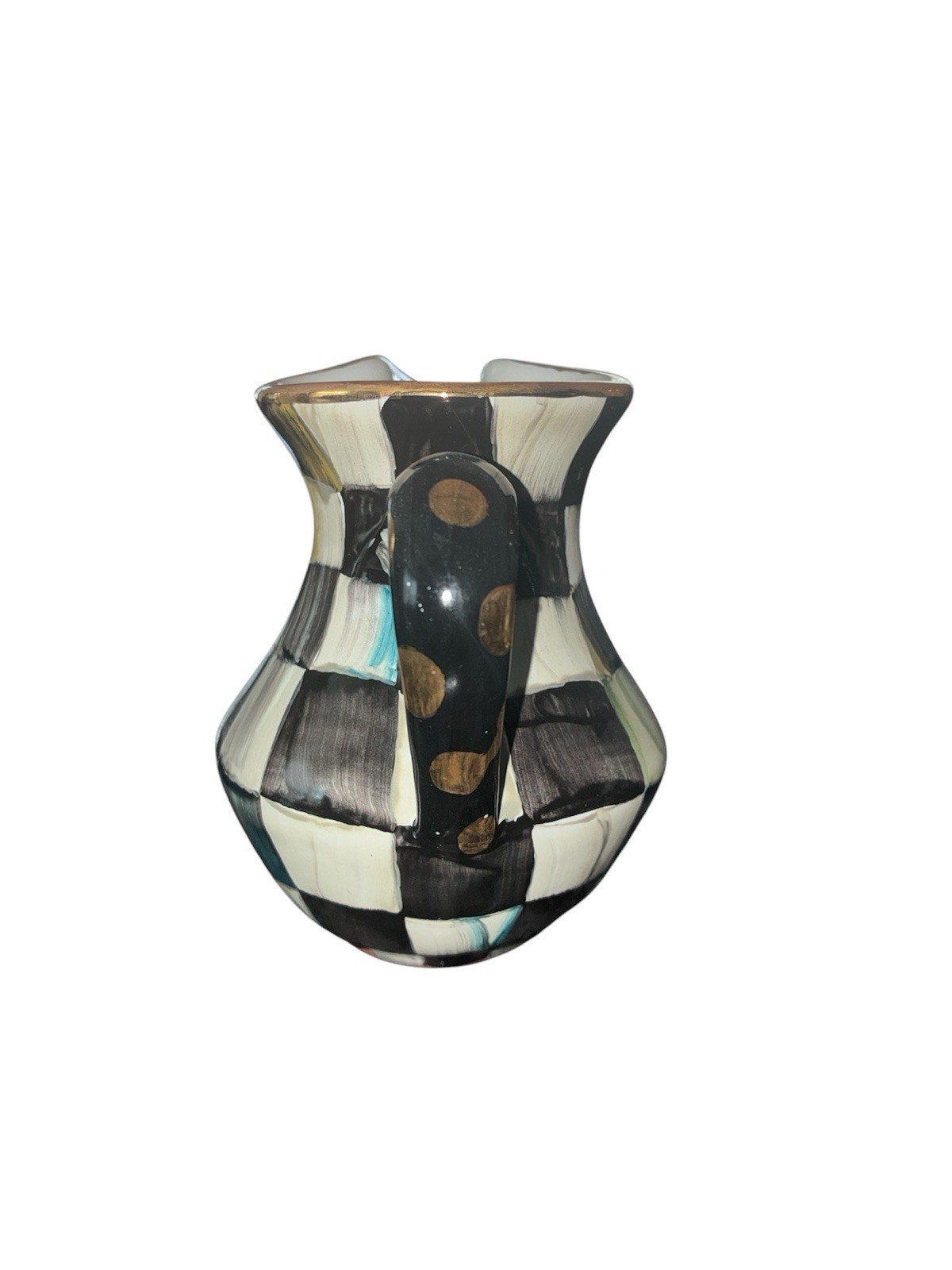 Mackenzie Childs Courtly Check Ceramic Creamer Stamped 2008
