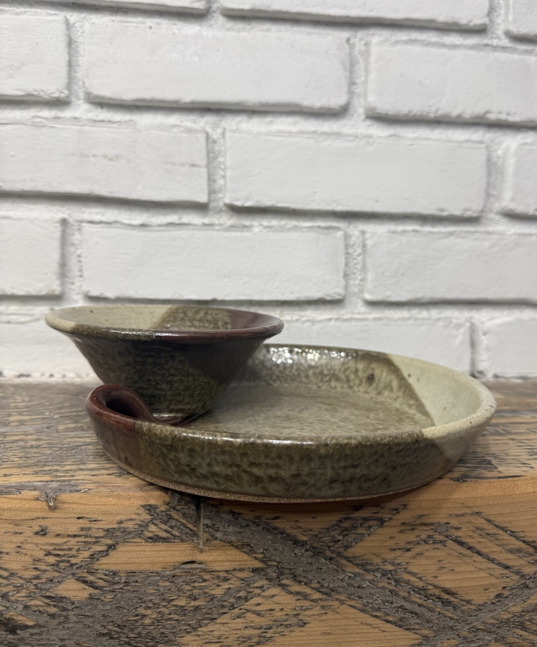 Seagrove Pottery North Carolina Stoneware Chip Dip Plate Platter