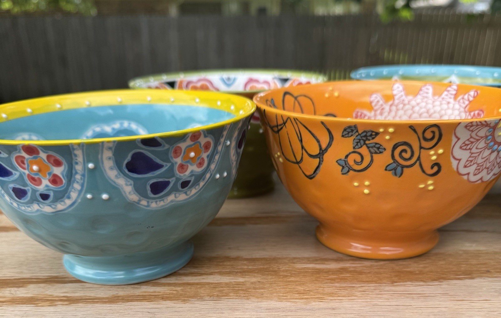 Set of 5 Yokohama Studio 6” Hand-Painted Ceramic Bowls, 1 Crack