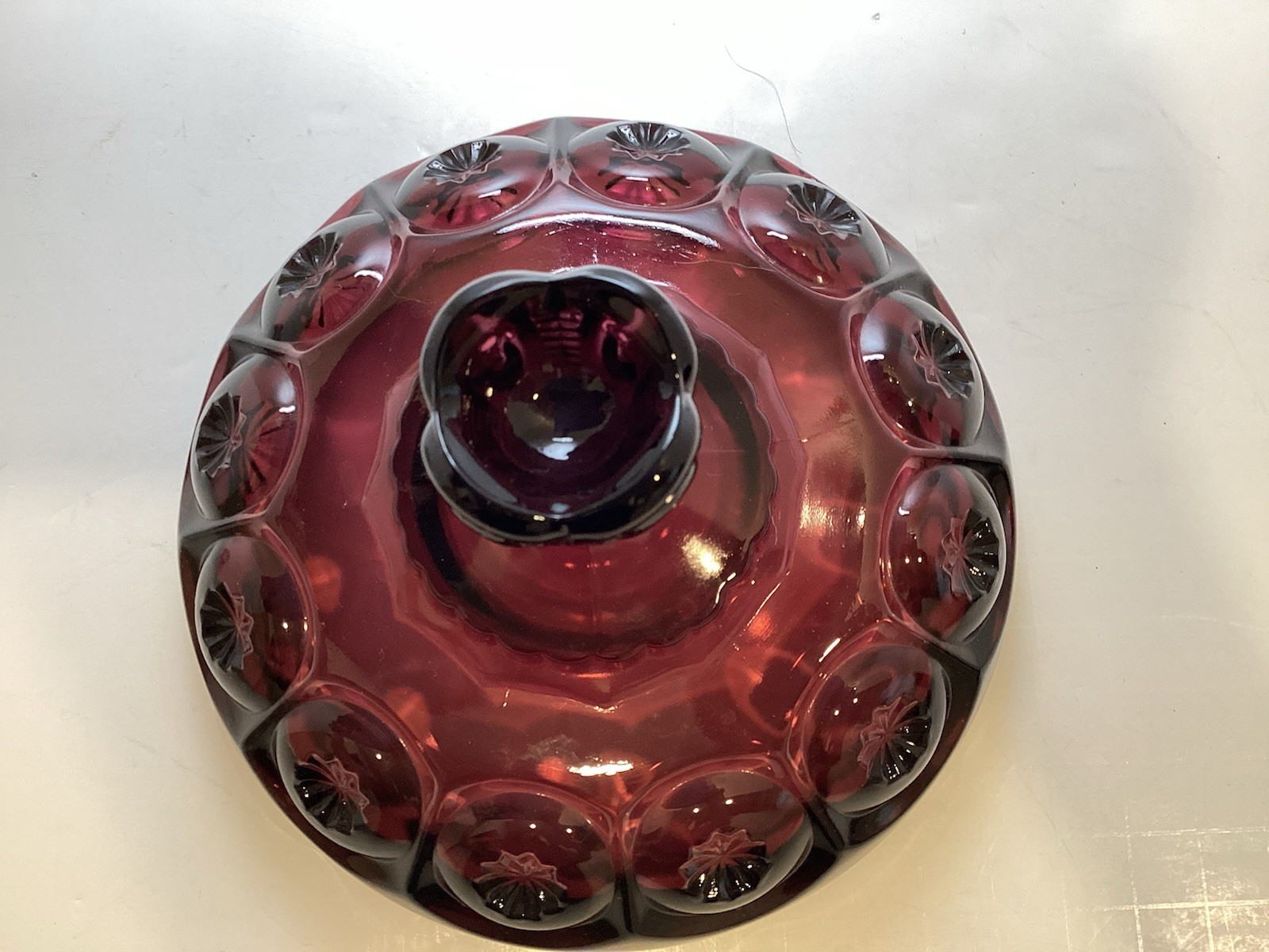 Vintage LE Smith Moon & Stars Amethyst Purple Glass Candy Dish LID ONLY *CHIPPED