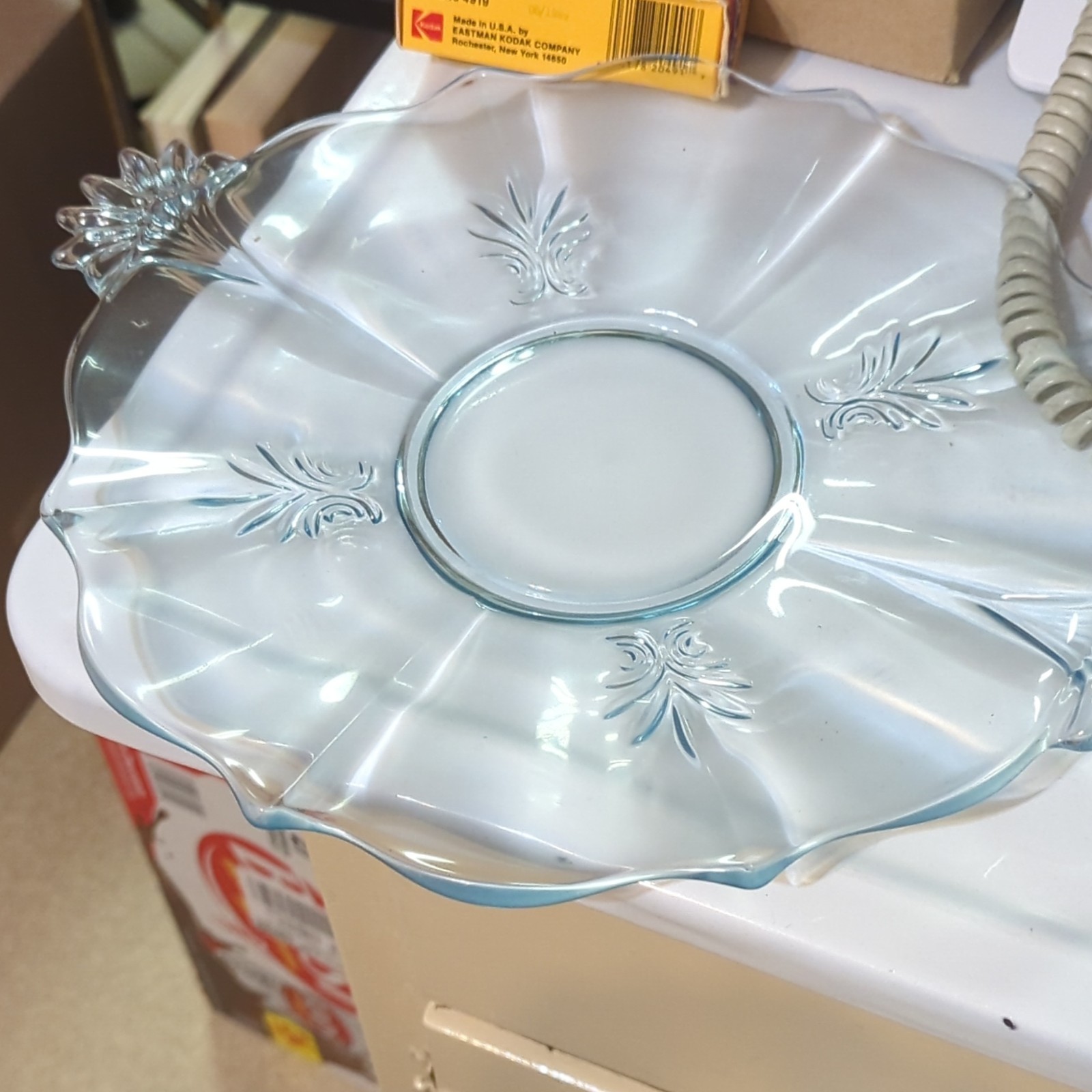 Blue & Clear Glass Set Missing One Top Of Shaker